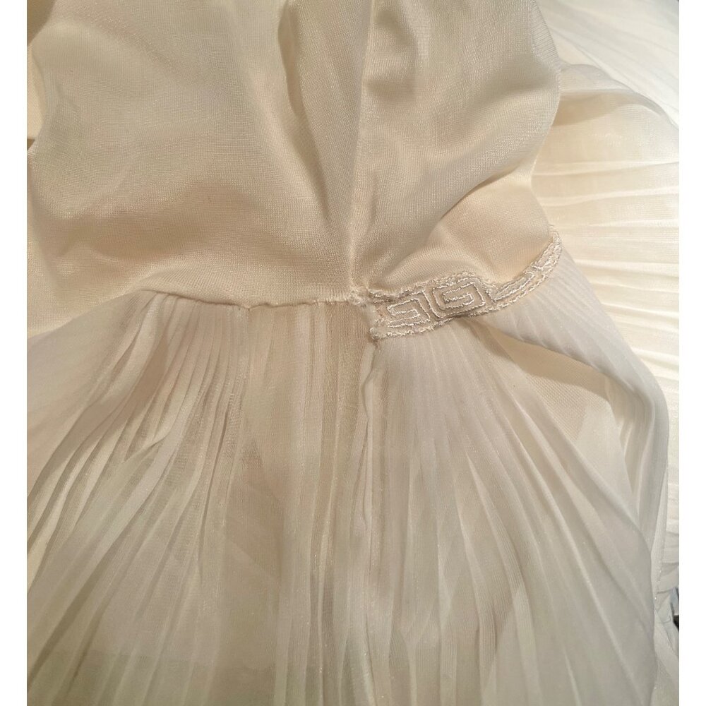 Rogers Cream Pleated Nightgown Grecian Trim Adjustable Straps Coquette 1950s - Picture 5 of 12